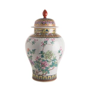 буркан asiatides temple jar yellow and white floral