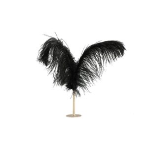декорация ptmd bellina black metal statue with two big feathers
