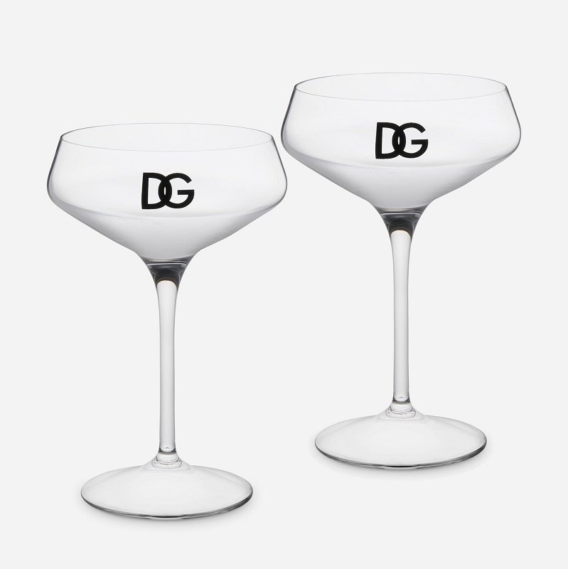 сет 2 броя чаши за шампанско dolce&gabbana dg logo coupe