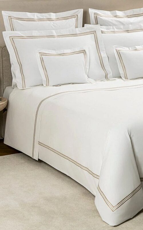 калъфка за възглавница frette triplo popeline white savage beige 51x71