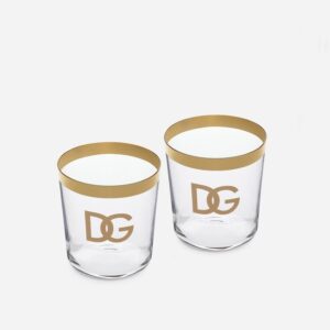 сет от 2 броя чаши за вода dolce and gabbana dg logo gold