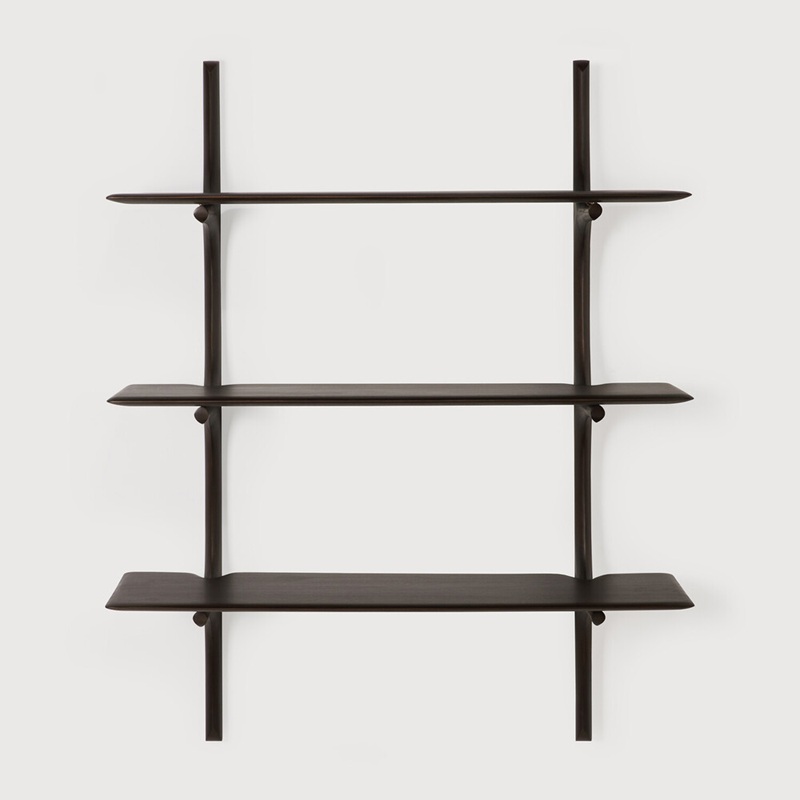 etazherka-za-stena-pi-3shelves-mahogany-dark-brown-ethnicraft етажерка за стена ethnicraft pi 3 shelves mahogany