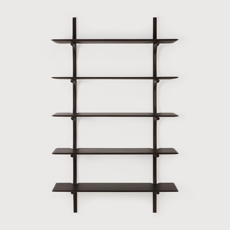 etazherka-za-stena-pi-5shelves-mahogany-dark-brown-ethnicraft етажерка за стена ethnicraft pi 5 shelves mahogany