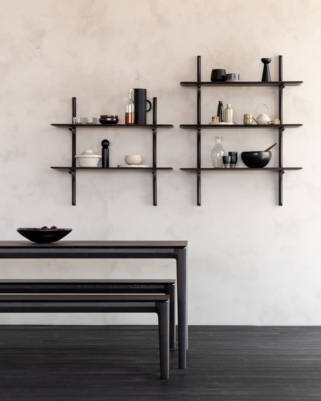 етажерка за стена ethnicraft pi 2 shelves mahogany