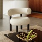 кресло tom dixon fat lounge black wood elle boucle white 0200