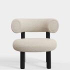 кресло tom dixon fat lounge black wood elle boucle white 0200