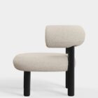 кресло tom dixon fat lounge black wood elle boucle white 0200
