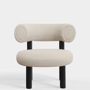кресло tom dixon fat lounge black wood elle boucle white 0200