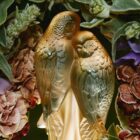 декоративна скулптура lalique 2 parakeets gold luster