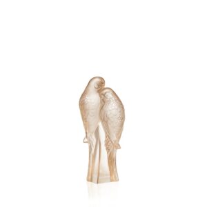 декоративна скулптура lalique 2 parakeets gold luster