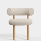 трапезен стол tom dixon fat dining natural wood elle boucle white 0200