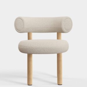 трапезен стол tom dixon fat dining natural wood elle boucle white 0200