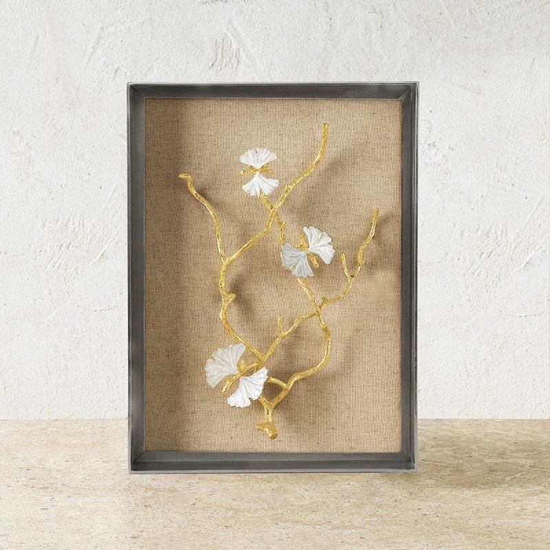 декорация michael aram butterfly ginkgo gold fabric shadow box