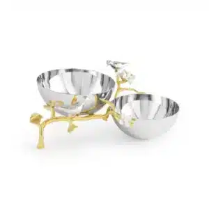 купа michael aram lovebirds silver and gold double dish